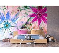 AG Design - Mural fotográfico para la Pared - No Tejido - Siluetas de Flores - Papel Pintado fotográfico - Póster Gigante de Pared - 360 x 270 cm - 4 Partes - FTNXXL 2492