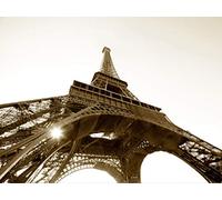 AG Design - Mural fotográfico para la Pared - No Tejido - Torre Eifel Blanco y Negro - Papel Pintado fotográfico - Póster Gigante de Pared - 360 x 270 cm - 4 Partes - FTNS 2476