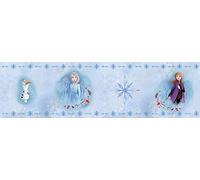 AG DESIGN WD 8156-Cenefa Decorativa para habitación Infantil 14 cm, diseño de Olaf con Elsa y Anna Frozen 2, PVC Libre de ftalatos, Azul, 5 m x 0,14m
