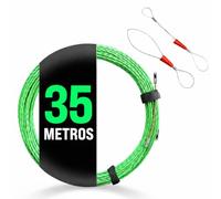AG LogiShop Guía Pasacables Profesional 35m y 4mm + Pasacables Eléctrico con 2 Tiradores + Cinta Organizadora | Guía Cables Resistente para Instalaciones y Herramientas Electricista