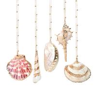AgagaQx Collar Conchas Mujer - 5 Piezas, Set Collares de Concha Natural, Estilo Boho Bohemio, Joyería Conchas, Accesorios Verano para Playa para Carnaval, Fiesta de Sirenas