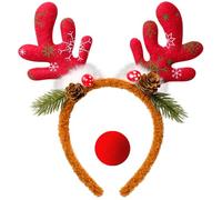 AgagaQx Diadema Reno Estilo Bosque, Diademas Navidad con Cuernos Reno Suave, Diadema Asta Ciervo Lindo, Accesorios Disfraz Reno Festivo, Diademas Navideñas Adultos para Decoración Navideña