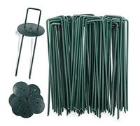 AGAKY 45 Grapas para Jardín + 10 Arandelas de Seguridad, Césped Artificial, Estacas de Fijación para Mallas, Clavo Metal Galvanizado