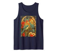 Agapornis Art Nouveau con Rosas y botánico Vintage Camiseta sin Mangas