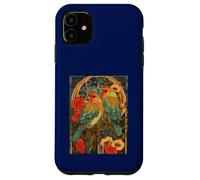 Agapornis Art Nouveau con Rosas y botánico Vintage Carcasa para iPhone 11