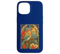 Agapornis Art Nouveau con Rosas y botánico Vintage Carcasa para iPhone 15