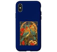 Agapornis Art Nouveau con Rosas y botánico Vintage Carcasa para iPhone X/XS