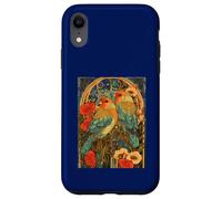 Agapornis Art Nouveau con Rosas y botánico Vintage Carcasa para iPhone XR