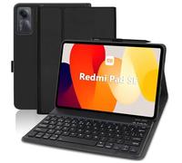 AGARELE Funda con teclado para Xiaomi Redmi Pad SE 11'' 2023 (QWERTZ alemán), carcasa trasera suave con teclado magnético extraíble, negro