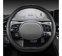 Agarre cómodo Accesorios De Cuero PU En Forma D Decoración Protector para Volante Coche Embellecedor para Hyundai para Ioniq 5 2016 2017-2022(Negro)
