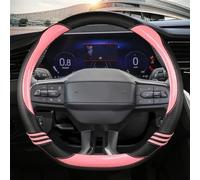 Agarre cómodo Elegante Protector De Cuero Antideslizante para Volante Coche Embellecedor para Ford para Mondeo MK5 V 2022 2023(Pink)