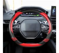 Agarre cómodo Elegante Protector Interior De Cuero Antideslizante para Volante Coche Embellecedor para Peugeot E 2008 2020 2021 Accesorios para Automóviles(Rojo)