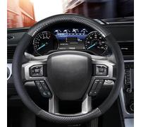 Agarre cómodo Fibra De Carbono + Protector Cuero para Volante Coche Embellecedor para Ford para Expedition 2007 2008-2022 Accesorios Interiores Automóvil(Titanium)