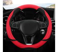 Agarre cómodo Interior del Coche Antideslizante Embellecedor De Cuero Cubierta Volante Accesorios para Benz A C CLA E GLA GLC GLE S B CLS Clase(Red O Shape)
