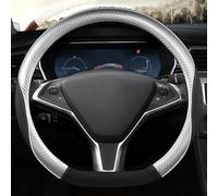 Agarre cómodo Protector para Volante De Coche Embellecedor Cuero En Forma D Accesorios Interior para Tesla para Modelo Y X S 2013~2021(Titanium)