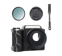 Agarre de mango de cámara, sistemas de instalación rápida, sin bloqueo, acceso a la pantalla, lente de filtro intercambiable con cordón de muñeca, agarre de cámara con opción de filtro