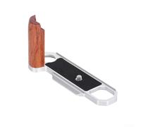Agarre de mano para cámara con cuerpo de madera y base de aluminio con placa de liberación rápida compatible con S3/S2, diseñado para un montaje seguro y un agarre cómodo (plateado)