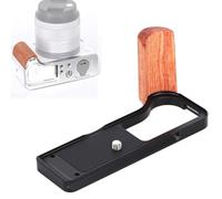Agarre en forma de L para cámara Canon EOS R50 V R50V sin espejo, cuerpo de aleación de aluminio CNC con mango de madera, placa de liberación rápida tipo Arca, compatible con trípodes (negro)