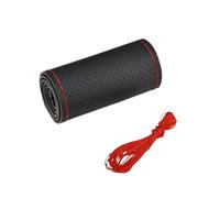 Agarre Volante Funda Universal para Volante de Coche Cosida a Mano Apta para Coser a (38 cm y 14 Pulgadas) Transpirable Antideslizante Color Negro Rojo