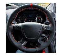 Agarre Volante para Focus 3 2012 2013 2014 2011-2014 para KUGA para Escape 2013-2016 Cubierta de Volante Coche PU Negro con Franja roja