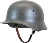 Agashi Casco Alemán M35 de la Segunda Guerra Mundial, Cascos de Imitación, Réplica Militar de la Segunda Guerra Mundial con Forro de Cuero Y Correa para la Barbilla, para Juegos de Rol Cs Al Aire Libr