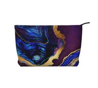 Ágata Abstracta púrpura, Azul, Dorada,Neceser de Pana, Neceser de Maquillaje portátil, Neceser de Viaje