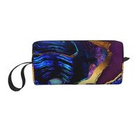 Ágata Abstracta Púrpura, Azul, Oro, Bolsa de Maquillaje Bolsa de cosméticos Bolsa de artículos de tocador de Viaje portátil Bolsa de Maquillaje
