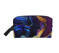 Ágata Abstracta Púrpura, Azul, Oro, Bolsa de Maquillaje Bolsa de cosméticos Bolsa de artículos de tocador de Viaje portátil Organizador de Bolsa de Maquillaje