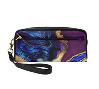Ágata Abstracta Púrpura, Azul, Oro, Bolsa de Maquillaje Bolsa de cosméticos Bolsa de Aseo de Viaje portátil Estuche de Cuero para Mujeres y niñas