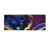Ágata Abstracta púrpura, Azul y Dorada,Alfombrilla de ratón Grande para Escritorio, Teclado de Ordenador, Base de Goma Antideslizante, 30 x 80 cm