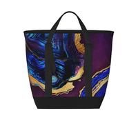 Ágata abstracta púrpura, azul y dorada,Bolsas de almuerzo de gran capacidad, bolsa de mano térmica para mujeres, hombres, trabajo, picnic, viajes.