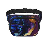 Ágata Abstracta púrpura, Azul y Dorada,Riñonera Cuadrada de Doble Capa, Bolso de Viaje, Bolso Informal para el Pecho.