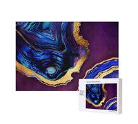 Ágata Abstracta púrpura, Azul y Dorada,Rompecabezas de Madera de 300 Piezas, Juego Familiar, Rompecabezas para Adultos, Adolescentes, decoración del hogar