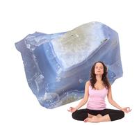 Ágata Azul Bruta - Gran Rebanada de ágata Azul Pulida de de Cuarzo de la Colección Jadeware Decoración del Hogar Piedra Preciosa de Acuario Maceta Decoración