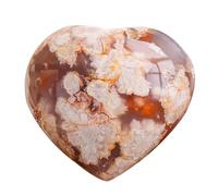 Ágata con flores de cerezo en forma de corazón - Piedra natural de 2 - 4 cm, gema curativa para la meditación, campeón mineral espiritual | hogar, oficina, arte, artesanía, coleccionable, regalo