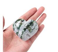 Ágata de musgo natural Cristal en forma de corazón Piedras preciosas Talla de cristal Artesanía Piedra de palma Tumbled Piedra de chakra pulida Piedra de preocupación Fabricación de joyas de bricolaje