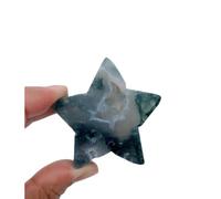Ágata de musgo natural Forma de estrella de cristal Piedras preciosas Talla de cristal Artesanía Piedra de palma Caída Piedra de chakra pulida Piedra de preocupación Fabricación de joyas de bricolaje