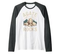 Agate Excited About Rocks Nerd de geología de Rocas ||- Camiseta Manga Raglan