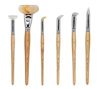 Agate Polishing Pen Set(6 Pcs),Jewelry Polishing Knife,Bamboo Handle,Flat,Angled,and Round Grinding Heads,Gold Silver Platinum Surfacedri Tool,for Carving Precious Metal
