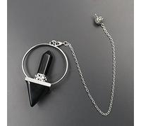 Agates negros Péndulo Pirámide Colgantes Hexágono Cristal Punto de curación Energía Balance de energía Cadena de enlace Dowsing Joyería Haciendo 1 PCS-Recubierto de plata_PORCELANA