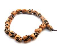 Agathe Creation - Pulsera tibetana con diseño de calavera de hueso de Yak - Beige - Tamaño hecho a mano, One Size, hueso, sin piedra