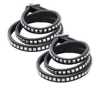 Agatige 2 Piezas Pulseras De Cuero Punk Rock, Pulseras Punk Rock Con Tachuelas, Pulsera De Cuero Para Hombres Y Mujeres, Pulseras Ajustables De La Década De 80, Para Fiestas