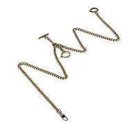 Agatige 44Cm Pocket Watch Chain, T Bar Retro Vintage Metal Pocket Watch Chain Link Classic Antique Curb Link Key Chain Men Vests and Belts Accessory with 3 Hooks for Daily or Formal Wear (Bronze)