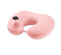 Agatige Almohada autoinflable en Forma de U, Prensa Inflable para el Cuello, Almohada de Cuello de Viaje Lavable de Seda de Hielo para Viajes en avión, Tren de Alta Velocidad, Coche (Rosa)