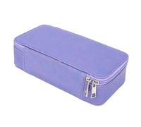 Agatige Bolsa de lápiz PU, Capas Dobles de Gran Capacidad Poldes de Bolsillo de Bolsillo Suministros de Oficina para la Escuela para la Escuela (Púrpura)