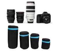 Agatige Bolsa para Lentes de cámara, 4 Piezas Bolsa para Lentes de cámara DSLR Neopreno Bolsa para Lentes a Prueba de Agua Estuche Protector con Cremallera Conjunto con Cremallera Hebilla