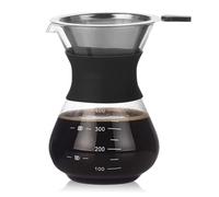 Agatige Cafetera de goteo de 13 oz, 2-3 tazas, juego de cafetera con filtro de café de acero inoxidable, recipiente de vidrio