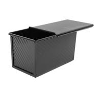 Agatige Caja para tostadas de pan antiadherente, moldes para pan lavables a máquina de acero al carbono corrugado Molde para pan con tapa para pastel tostado Dim Sum 8.1x4.6x4.6in (Negro con tapa)