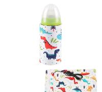 Agatige Calentador De Biberones Para Leche Materna, Biberón USB Para Mantener Caliente El Termostato De Almacenamiento Calienta Biberones Portatil De Viaje De Leche Portátil(Patrón De Dinosaurio)