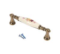 Agatige Ceramic Cabinet Pull, Vintage Rural Flower Pattern Drawer Pulls, Retro Bronze Door Handles Furniture Handle Cupboard Knob with Screw for Cupboard, Door, Drawer (8#)